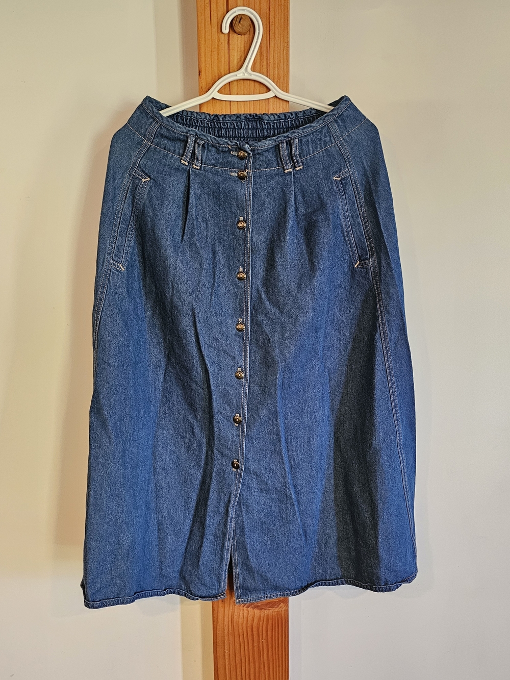 Koret Dark Blue Denim Midi Skirt with Front Buttons